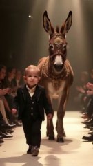 Baby and Giant Donkey Fashion Show on AGT Stage #buffalo #lion #baby #fashionshow #agt #donkey