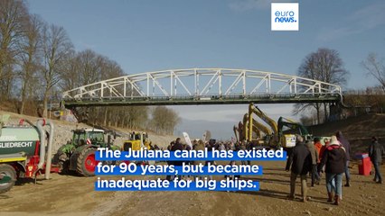 Limburgers walk through drained Juliana Canal amid major upgrade