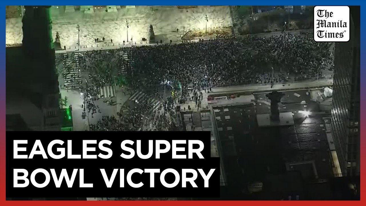 Aerials show fans filling streets of Philadelphia after Super Bowl victory