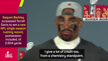 Hurts names record-breaking Saquon Barkley as 'best of our time'