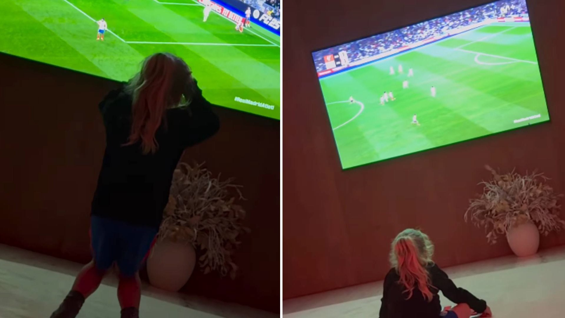 El sufrimiento de la hija de Griezmann durante el derbi: "Venga ya, pap..."