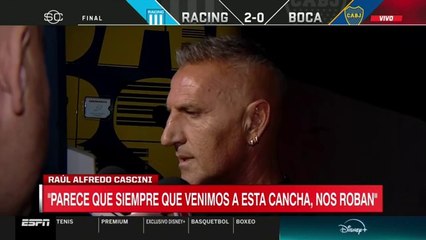 "Cada vez que venimos a esta cancha, nos roban": Raúl Cascini sobre Falcón Pérez en el Racing vs Boca
