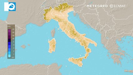 Pioggia prevista in Italia questa settimana