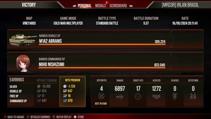 World of Tanks Console - M1A2 ABRAMS e MIHO NISHIZUMI _ Partidas Rápidas