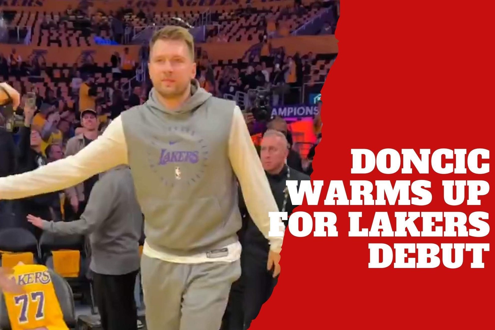 Luka Doncic takes the court in Lakers warm-up before highly anticipated debut