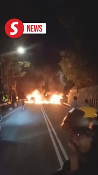 Family of five escape fiery crash on Penang's Jalan Tun Sardon