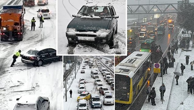 İstanbul’da etkili olan kar yağışı sonrası araçlar yollarda kaldı, kazalar meydana geldi