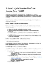 Kuinka korjata McAfee LiveSafe Update Error 1603