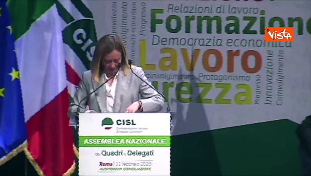 Meloni all'Assemlbea Cisl: Il Governo ascolta i settori produttivi, imprese e lavoratori