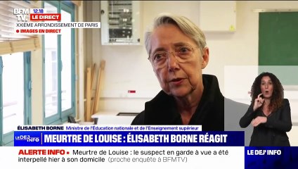 Meurtre de Louise: Élisabeth Borne exprime "toute sa compassion et toute sa solidarité" aux parents de la jeune fille