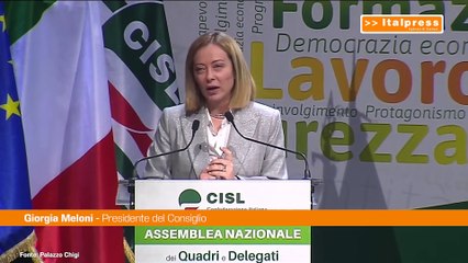 Meloni "Serve una nuova alleanza tra datore di lavoro e lavoratori"