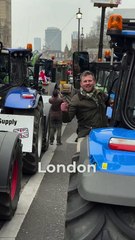 James Wright leading local farmers in a London protest rally in February 2025.