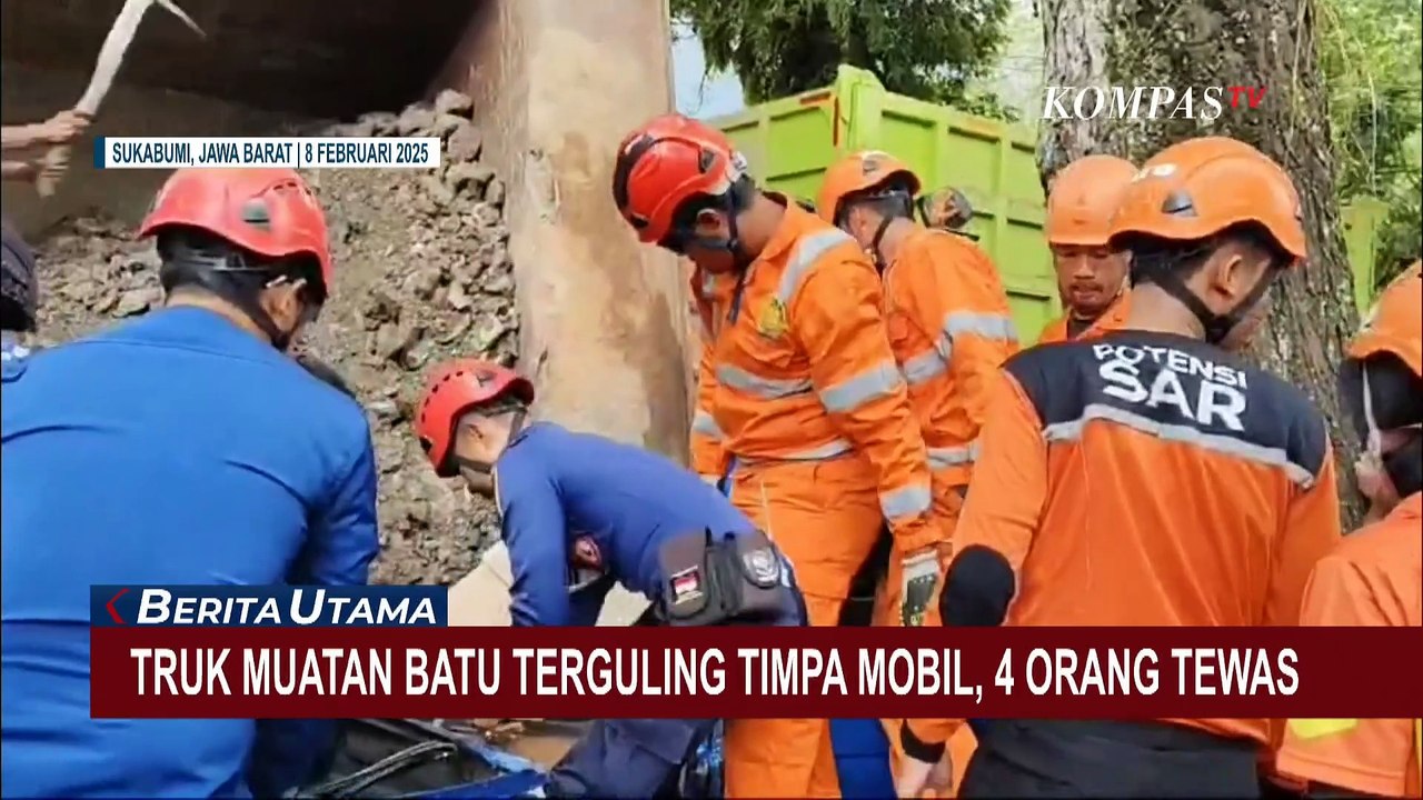 Rencana Silaturahmi Berujung Maut: Truk Muatan Batu di Sukabumi Terguling Timpa Mobil, 4 Orang Tewas