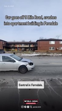Car goes off 9 Mile Road, crashes into Ferndale apartments building