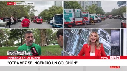 Mariano Pavone es uno de los evacuados de la torre incendiada de Puerto Madero