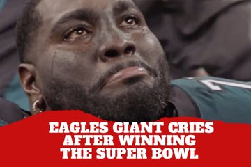 A giant crying! Eagles guard Mekhi Becton turns into an emotional big baby after the Super Bowl