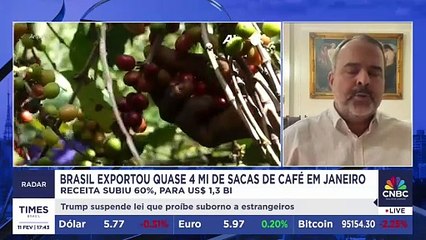 Brasil exporta aproximadamente 4 milhões de sacas de café em janeiro; diretor do Cecafé analisa