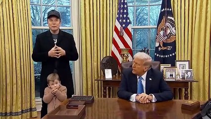 Musk’s son appears to copy father’s hand gesture in surprise Trump Oval Office appearance