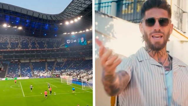 Rayados: En el Estadio BBVA se escucha la canción No me contradigas , interpretada por Sergio Ramos, previo al juego de Concachampions