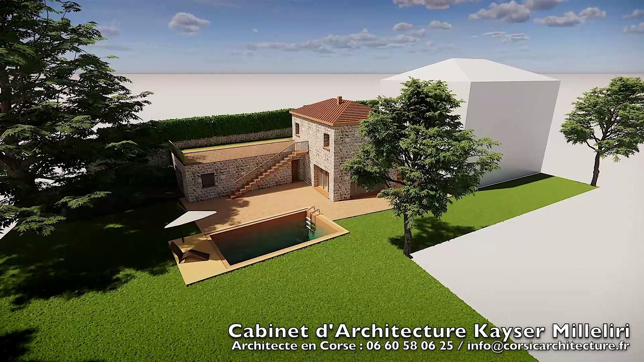 Réhabilitatoin rénovation extension d'une maison de village en Corse