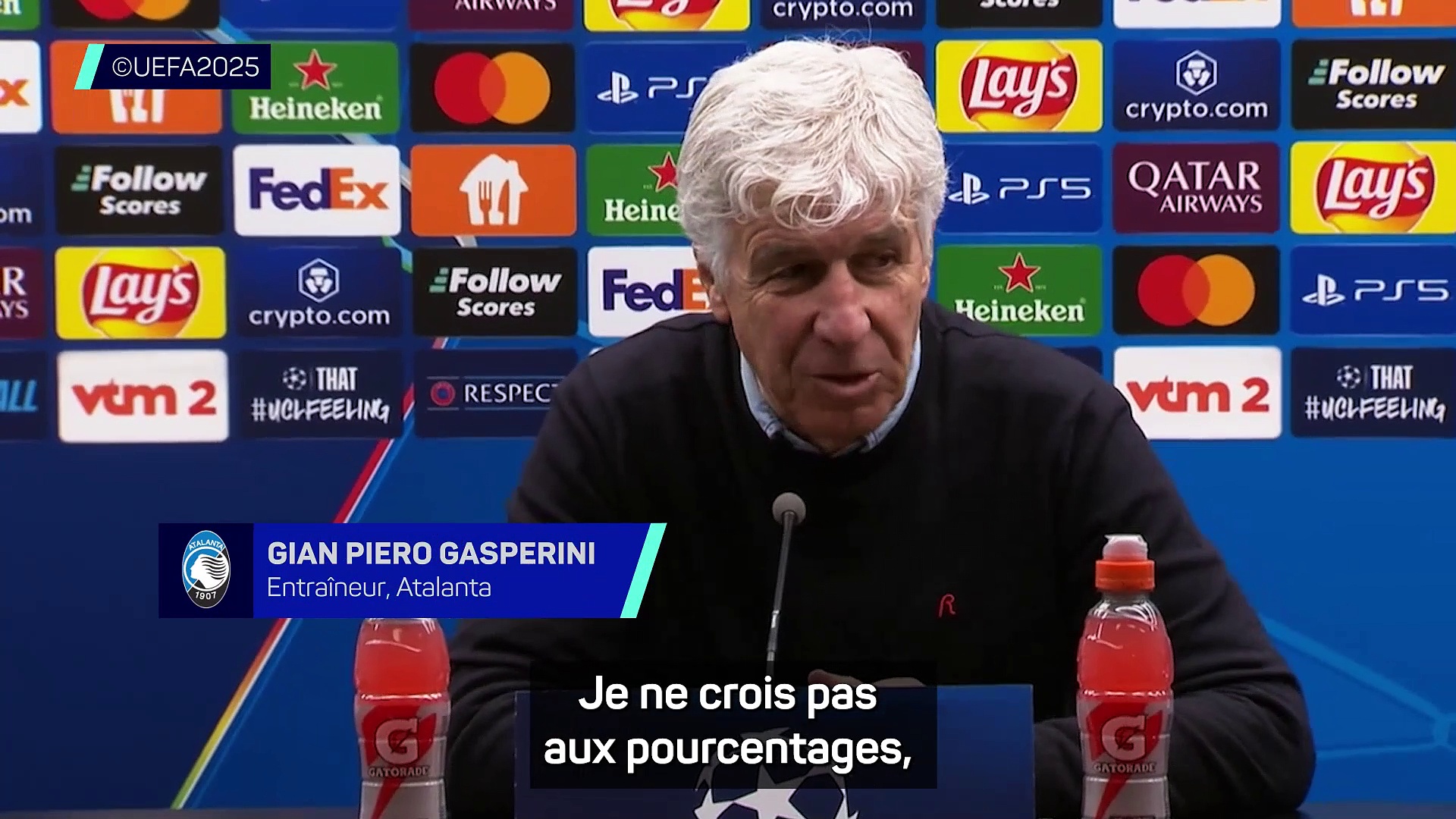 Atalanta - Gasperini : "Bruges est une équipe difficile à affronter"