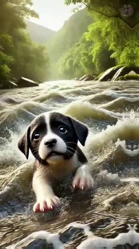 Rabbit saves a drowning puppy. The kindness of friends 🐰 #RabbitRescue #CuteAnimals #AnimalRescue