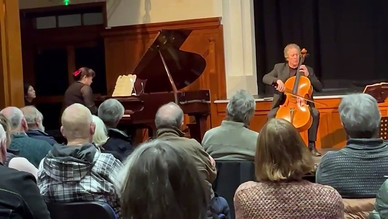 Dolgellau Music Club welcomed founder and cellist Nicholas Jones, and pianist Gemma Webster, filmed here playing 'The Swan' by Saint-Saens