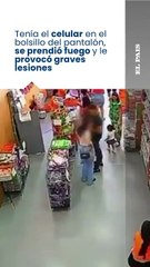 Pánico total en local de compras por explosión de un celular en el bolsillo de una chica. Miralo.