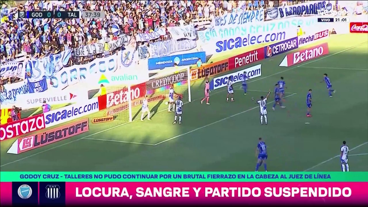 El último partido de Godoy Cruz como local se suspendió por una agresión al juez de línea