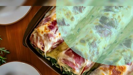 Rouleau d'épinard au jambon gratiné à la béchamel