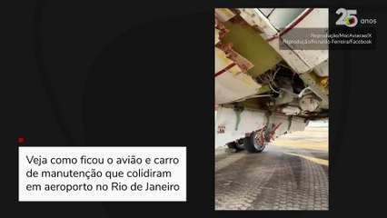 Veja como ficou o avião e carro de manutenção que colidiram em aeroporto no Rio de Janeiro