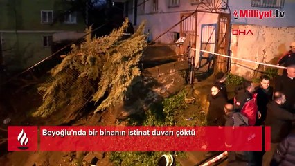 Beyoğlu'nda istinat duvarı çöktü