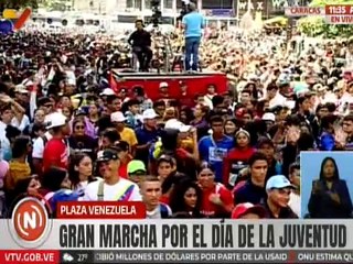 Jóvenes se concentran en Plaza Venezuela para marchar en conmemoración al Día de la Juventud