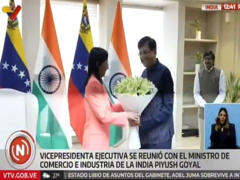 Vpdta. Delcy Rodríguez sostuvo reunión con Ministro de Comercio e Industria de India, Piyush Goyal