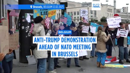 Anti-Trump demonstration takes place ahead of NATO meeting in Brussels