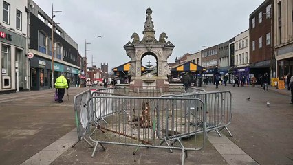 At last Dudleys town centre Christmas tree gets removed, on the 12th Febuary.