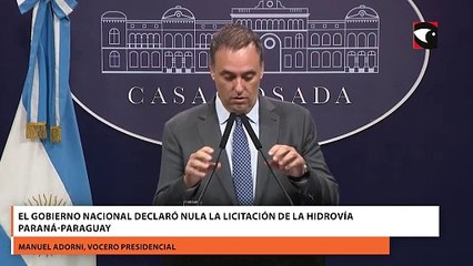 El Gobierno nacional declaró nula la licitación de la Hidrovía Paraná-Paraguay