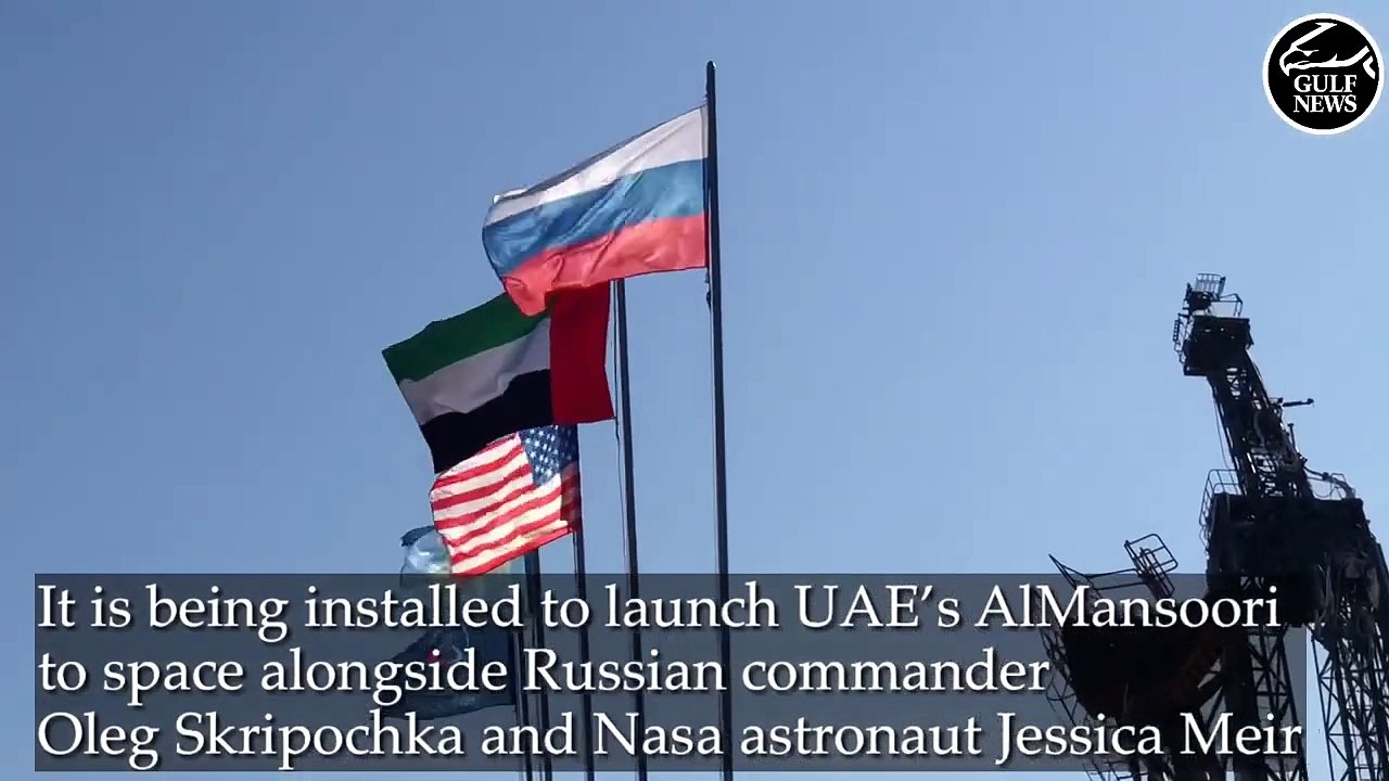 The installation of the Soyuz MS-15 at launchpad No.1 in the Baikonur Cosmodrome