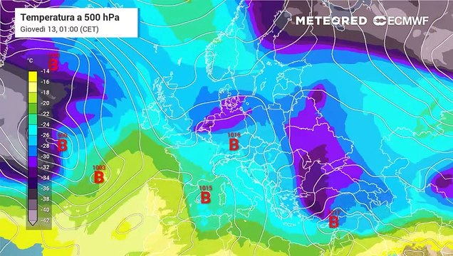 Una piccola goccia fredda si stacca dalla corrente a getto polare e investe l'Italia: neve a basse quote.