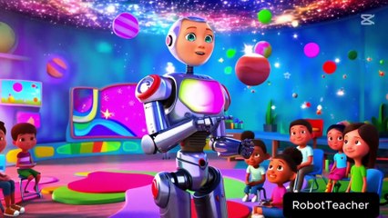 AI Robot Teacher Teaching Kids in amazing way. Teaching Colors and Shapes to Kids