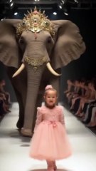 Baby and Giant Elephant Fashion Show on AGT Stage #elephant #lion #baby #fashionshow #agtGuy