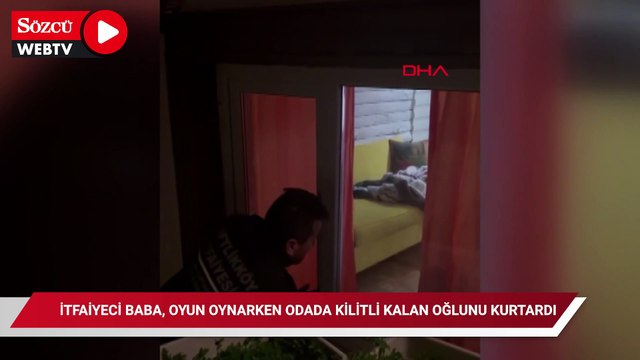 İtfaiyeci baba, oyun oynarken odada kilitli kalan oğlunu kurtardı; o anlar kamerada