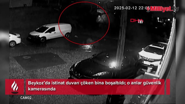 Beykoz’da istinat duvarı çöken bina boşaltıldı; o anlar güvenlik kamerasında