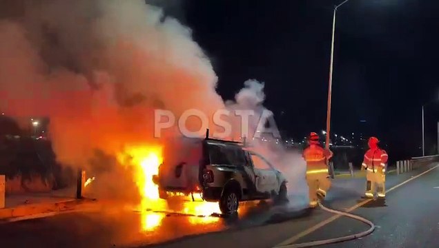 VIDEO: Falla mecánica provoca incendio de camioneta en Morones Prieto