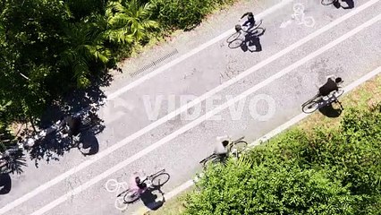 Bicycles with bicyclists moving on a bicycle road1