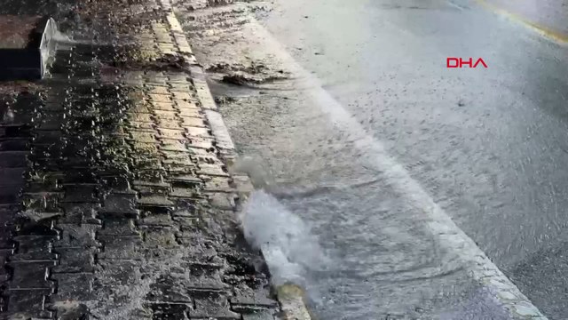 Bodrum'da isale hattı patladı, tonlarca su boşa aktı