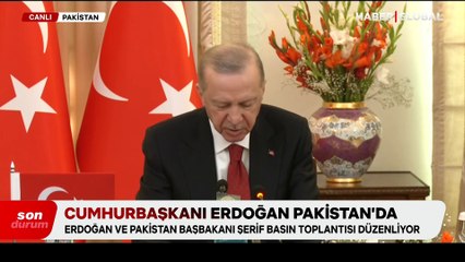 Cumhurbaşkanı Erdoğan, Pakistan'dan seslendi: Şerif ile ticaret hacmimizi 5 milyar dolar hedefine ulaştırmak üzere çalışmalarımızı artırmakta hemfikiriz