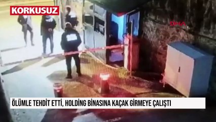 İş insanı İzzet Garih'i tehdit eden şüphelinin holdinge girmeye çalıştığı görüntüler ortaya çıktı