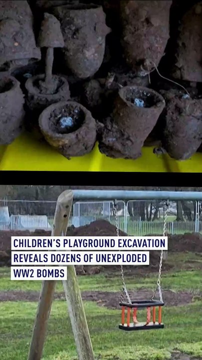 Children’s playground excavation reveals dozens of unexploded WW2 bombs