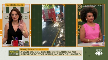 Avião da Gol colide com carreta em aeroporto no RJ  | Melhor da Tarde